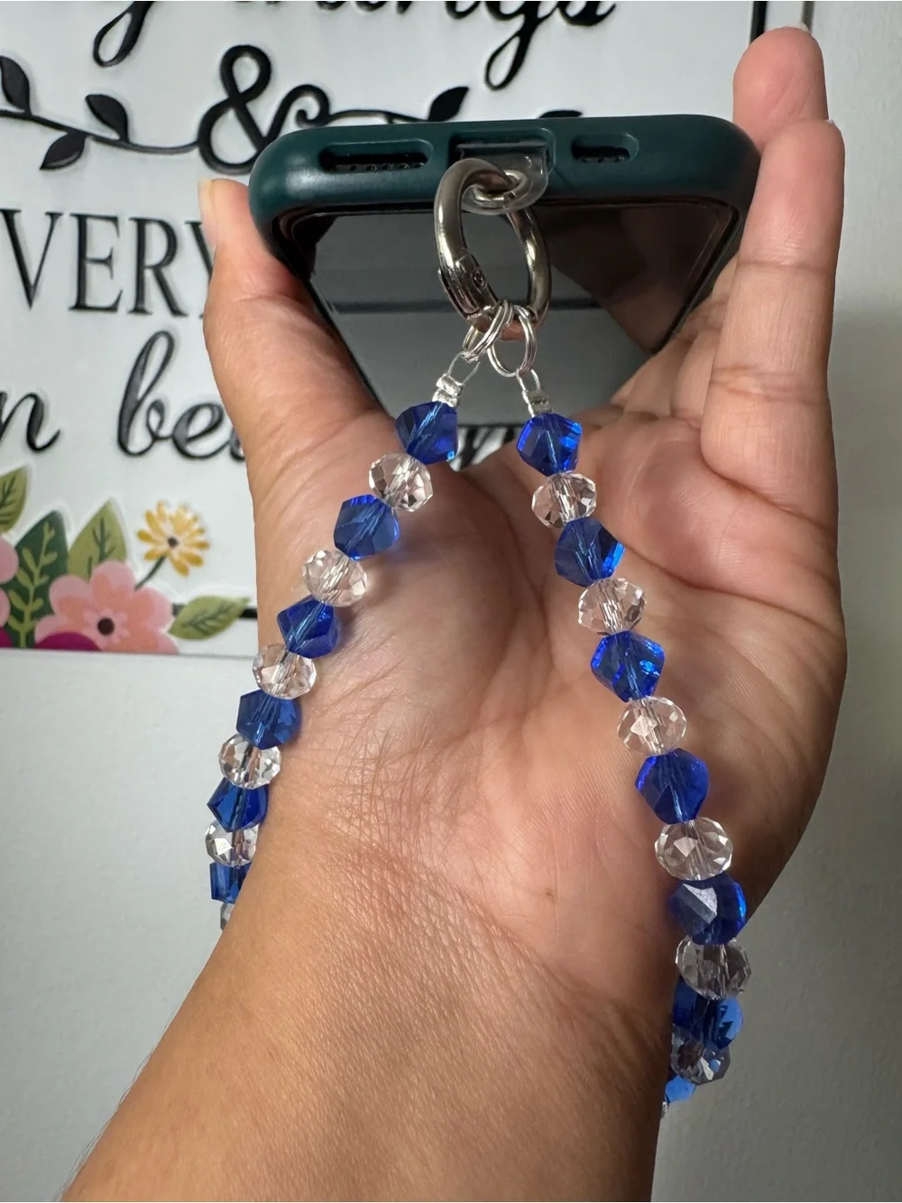 Bling Bling Crystal and Blue Phone/Key/Bag Chain #P1074